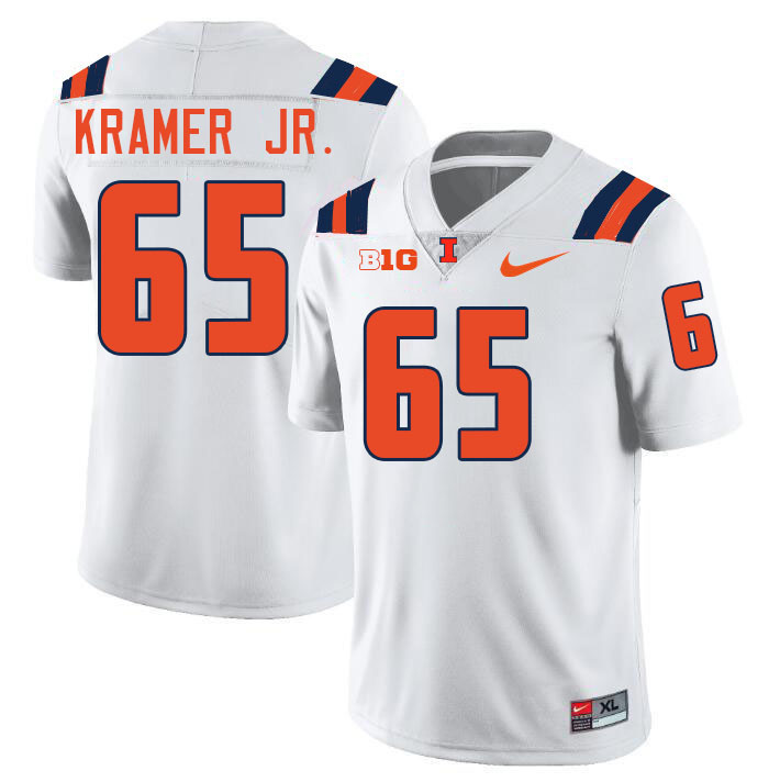 #65 Doug Kramer Jr. Illinois Fighting Illini Football Jersey,Uniforms-White